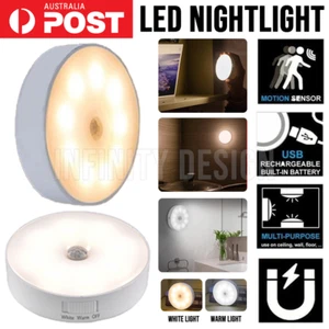 LED Motion PIR Sensor Night Light Cordless Rechargeable Lamp Adjustable Lights - Picture 1 of 15