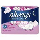 Always Sensitive Night Ultra Sanitary Towels Soft with Wings Size 3, 10-100 Pads