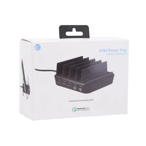AT&T Power Tray 5 USB Port Cellphone Charging Hub for Samsung Galaxy S21 iPhone - Picture 1 of 12