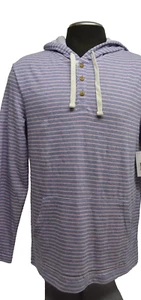 Sonoma Para Hombre XXL X-soft Dr/cuerda Sudadera Henley Con Capucha Azul Rosa Rayas MR - Imagen 1 de 5
