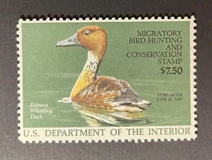 U.S. Revenue - #RW53 Duck Stamp - Ausgabe 1986 - 7,50 $ postfrisch, ohne Falz - Sound - Bild 1 von 2