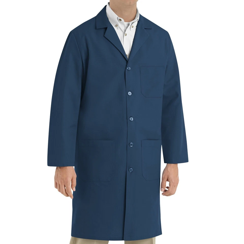 Men's Five Button Front Lab Coat - White, Blue, Navy, Grey - Image 1 of 1