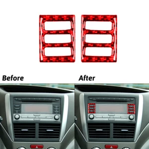 Red Carbon Fiber Radio Console Buttons Cover Trim For Subaru Forester 2009-2013 - Imagen 1 de 12