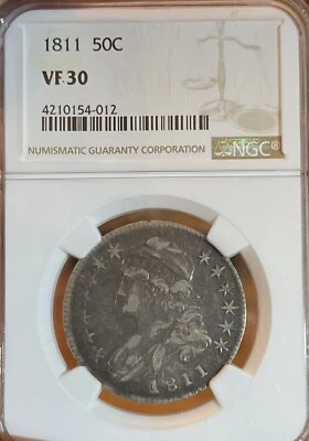 1811 NGC VF30 Capped Bust Silver Half Dollar - Image 1 of 4