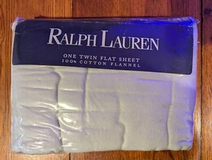Ralph Lauren Twin Flachbettlaken hellgrün Flanell Baumwolle - Bild 1 von 2