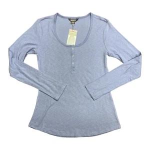 Eddie Bauer Shirt Womens Soft Ribbed Long Sleeve Scoop Snap Henley Neck Pullover - Picture 1 of 10