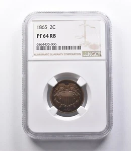 PF64 RB 1865 Two Cent Piece NGC *2670 - Picture 1 of 3