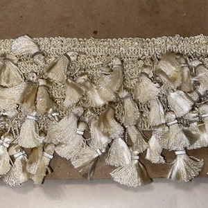 Vintage Beige 2in Tassel Fringe Trim Shabby Sewing 171 inches new - Picture 1 of 2