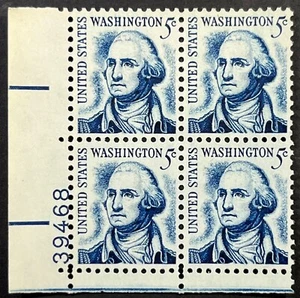 US Scott #1283B, 5c George Washington, Dull Gum Var., P.B. of 4, MNH, Very Fine - Picture 1 of 2