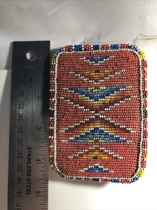 American Indian Beaded Belt Buckle Vintage - Picture 1 of 4