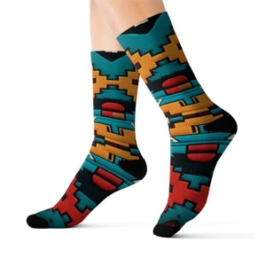 All Over Print Adult Socks Southwestern Navajo Pattern Aztec Native American - Picture 1 of 9