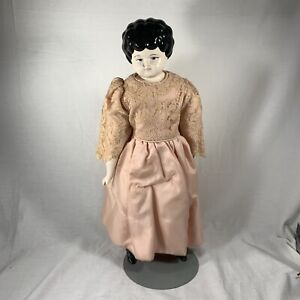 Antique 18" German China Shoulder Head Doll Porcelain Head Cloth Body "Emily" LM