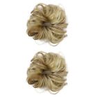 Set Of 2 Hair Scrunchies Extension Bun Clip Synthetic Chignon Hairpiece Wavy