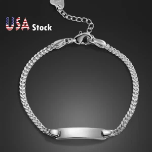 925 Sterling Silver 3MM Miami Curb Cuban Link Chain Bar Bracelet Women Men - Picture 1 of 7