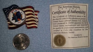 American Historic Society 2001 US Flag New York 1788 Pinback Commemorative 9/11 - Picture 1 of 1