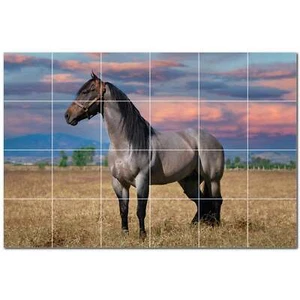 Horse Ceramic Tile Wall Mural PT500748. 25.5" W x 17" H (24) 4.25 tiles - Picture 1 of 1