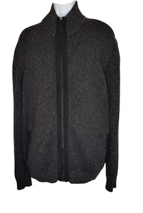 Daniel Hechter Paris Sweater Mens XXL Cardigan Front Zipper Black Gray Pockets - Picture 1 of 8