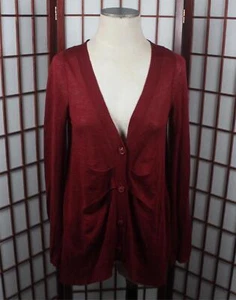 Anthropologie Motte Strickjacke Gr. Medium Wollmischung weinrot rot Lagenlook Rüschen - Bild 1 von 6