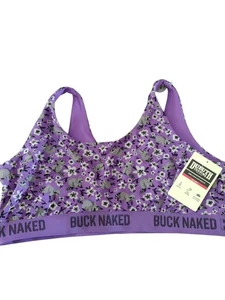 Duluth Trading Co Women's Buck Naked Bralette XL Low Impact Raccoon Print Floral - Picture 1 of 5