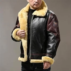 GIACCA PELLE UOMO invernale B3 bomber shearling antivento outdoor casual cappotto pelliccia - Foto 1 di 6