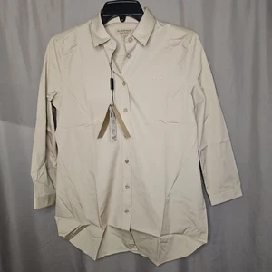 Neu mit Etikett Burberry Damen einfarbig 3/4 Ärmel Kragen Arbeit Uniform Hemd US 6 - Bild 1 von 8
