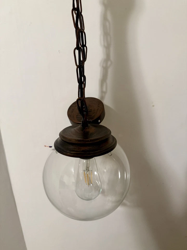 玻璃吊坠灯厨房岛,锈 1 光现代农舍灯 — 第 1/4 张图片