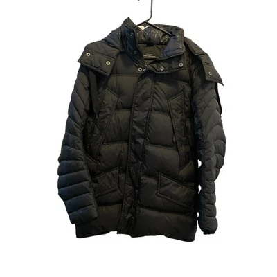 Marc New York Andrew Marc Down Puffer Jacket Black Faux Fur Hood Medium - Image 1 of 4