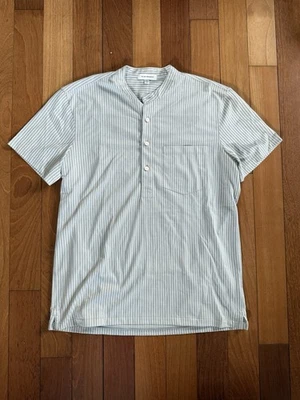 Club Monaco Mens Band Collar Shirt, Medium, striped - Image 1 of 4
