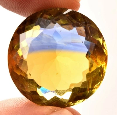 47.50 Cts.  Ametrine Blue & Yellow Round Shape Certified Gemstone - Image 1 of 4