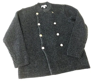 BLUMINT CHUNKY KNIT CHARCOAL DOUBLE BREASTED CARDIGAN/CREWNECK/100% COTTON SZ. 7 - Picture 1 of 3