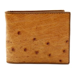 Neue Herren-Geldbörse aus echtem bronzebraunem Straußenleder mit Doppelfaltung 023. - Bild 1 von 14