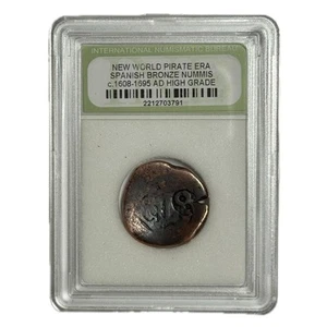 1600s Pirate Spanish Bronze Coin,  High Grade Historic Nummis, Amazing Detail - Picture 1 of 6