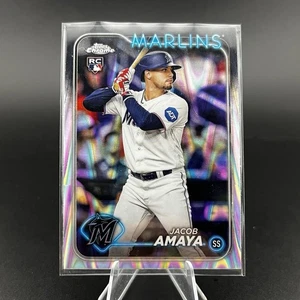 Jacob Amaya RC - 2024 Topps Chrome RayWave Refractor #92 Miami Marlins Rookie - Picture 1 of 2
