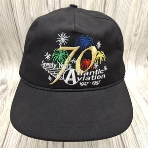 Vtg Atlantic Aviation 70th Anniversary 1927-1997 Snapback Hat Made in USA Black - Picture 1 of 7