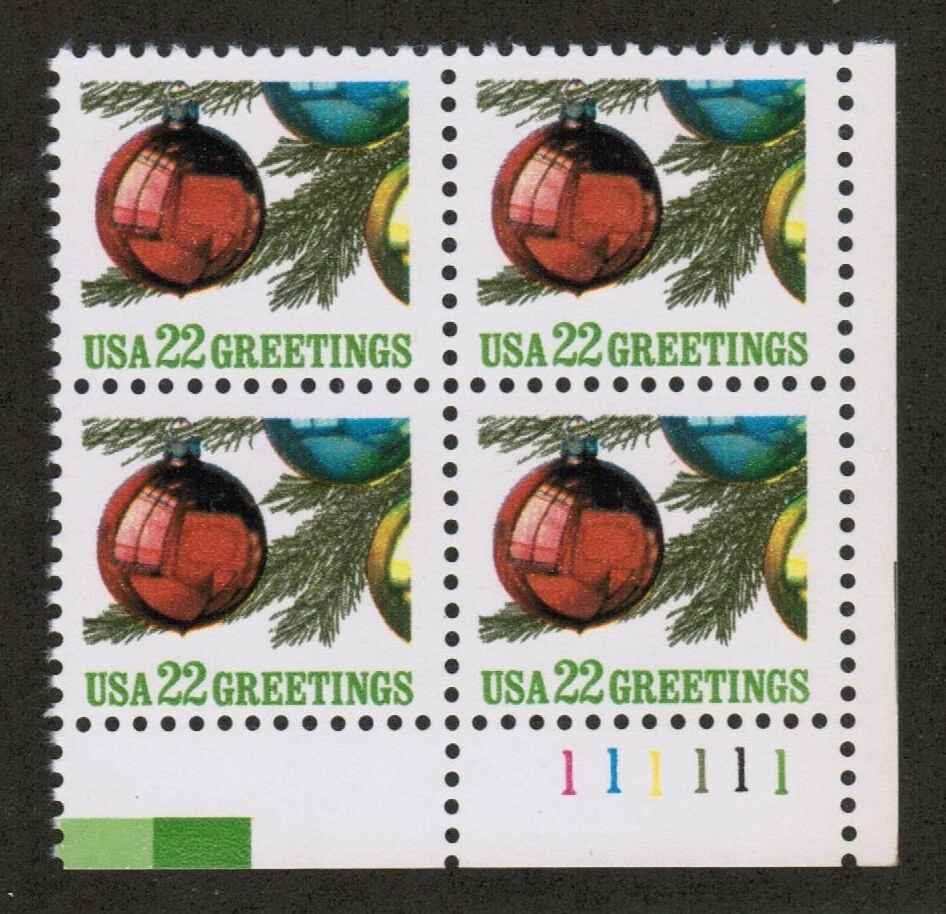 US USA Sc# 2368 MNH FVF PL# BLOCK Chirstmas Tree Ornament Xmas - Image 1 of 1