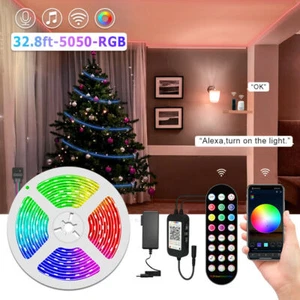 32.8FT Smart WIFI LED Strip Lights Kits Work with Alexa APP Voice Control 5050 - Picture 1 of 12