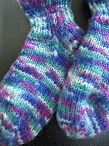 hand made kids multicolor wool knit socks size M - Picture 1 of 3