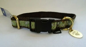 Premier Quick Snap Green Paisley Dog Collar Gold Paw Charm Small 10" - 14" - Picture 1 of 3