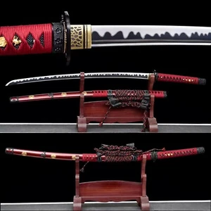 Japanese Samurai Tachi Katana Black 9260 Spring Steel Battle Ready Sharp Cut - Picture 1 of 10