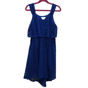 Bloome Dejeune Fille Dress Girls Size 10 Hi-Lo Royal Blue Sleeveless Lace EUC - Picture 1 of 4