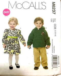 Toddler Sewing Pattern Dress Hoodie Pants New Uncut McCall's 6237 Size 1 2 3 4 - Picture 1 of 2