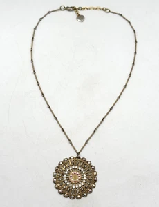 Vintage Yoni Z Filigree Rhinestone Pendant Necklace - Picture 1 of 5