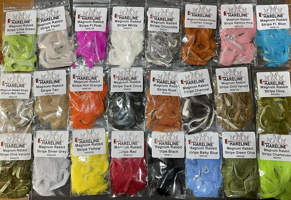 TIRAS DE COELHO HARELINE MAGNUM. ZONKER 1/4". VOCÊ ESCOLHE A COR. AMARRAÇÃO DE MOSCA. ÁGUA SALGADA - Imagem 1 de 1