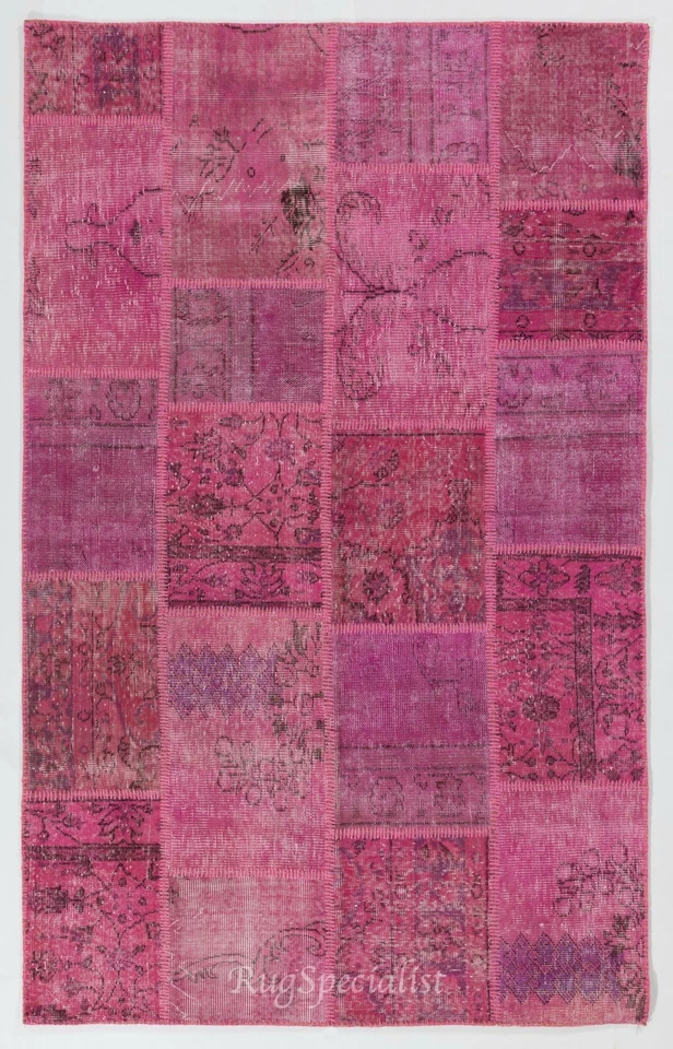 Handmade Patchwork Rug Made from Over-Dyed Vintage Carpets, CUSTOM OPTIONS Av. - Image 1 of 4
