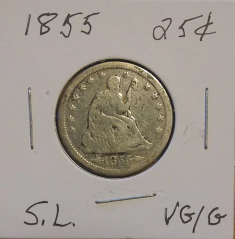 1855 SEATED LIBERTY QUARTER - "ARROWS" VG/G VERY GOOD TO FINE Cover