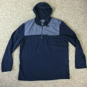 InterNational Concepts Jacket Mens XXL Blue Hooded Light Cotton Pullover 1/4 Zip - Picture 1 of 12