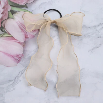 Девочка бант узел органза повязка для волос резинки мягкая марля хвост галстук волос веревка - Изображение 1 из 4