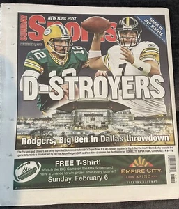 2011 SUPER BOWL XLV MVP AARON RODGERS GB PACKERS CHAMPS NY POST NEWSPAPER - Picture 1 of 2