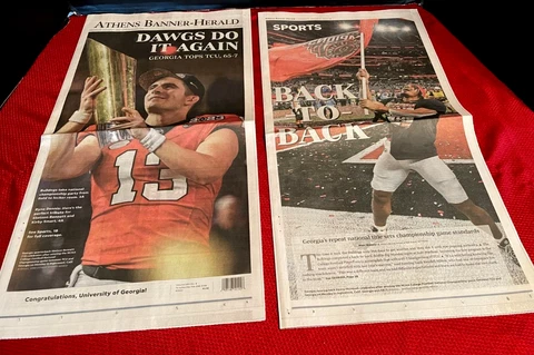 UGA Georgia Bulldogs Athens Banner Herald Championship Newspaper 1-11-23 Cover