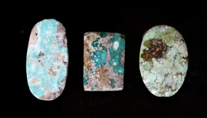 Menge 3 Iranische Natürliche Türkis Edelsteine 25x12mm Oval Lose Cabochons #A457 - Bild 1 von 4